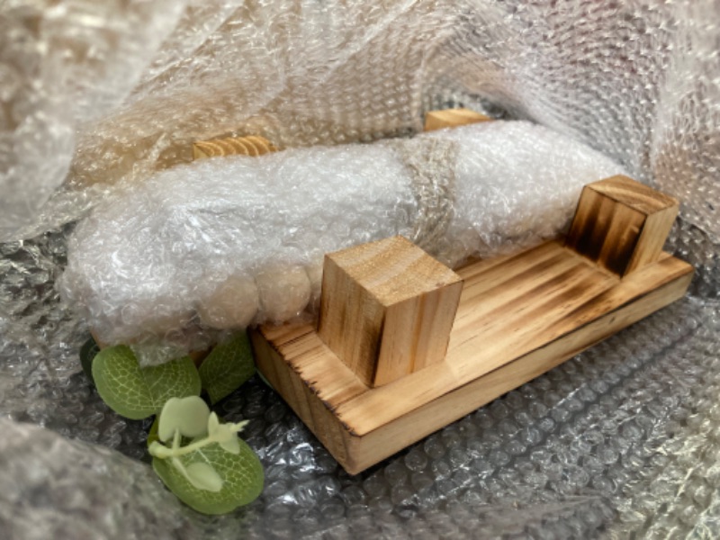 Photo 2 of 2 Packs Farmhouse Wooden Beads with Small Wooden Tray Home & Love Block Sign Home Decor Beads with Tassel Modern Wood Risers for Decor Wood Pedestal Stand for Bottles Candles Table Shelf Living Room Farmhouse Beads