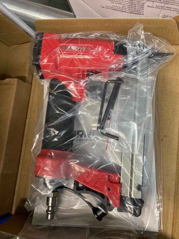 Photo 3 of Arrow PT50 Oil-Free Pneumatic Staple Gun, Professional Heavy-Duty Stapler for Wood, Upholstery, Carpet, Wire Fencing, Fits 1/4”, 5/16”, 3/8", 1/2", 9/16” Staples , Red 1 Unit