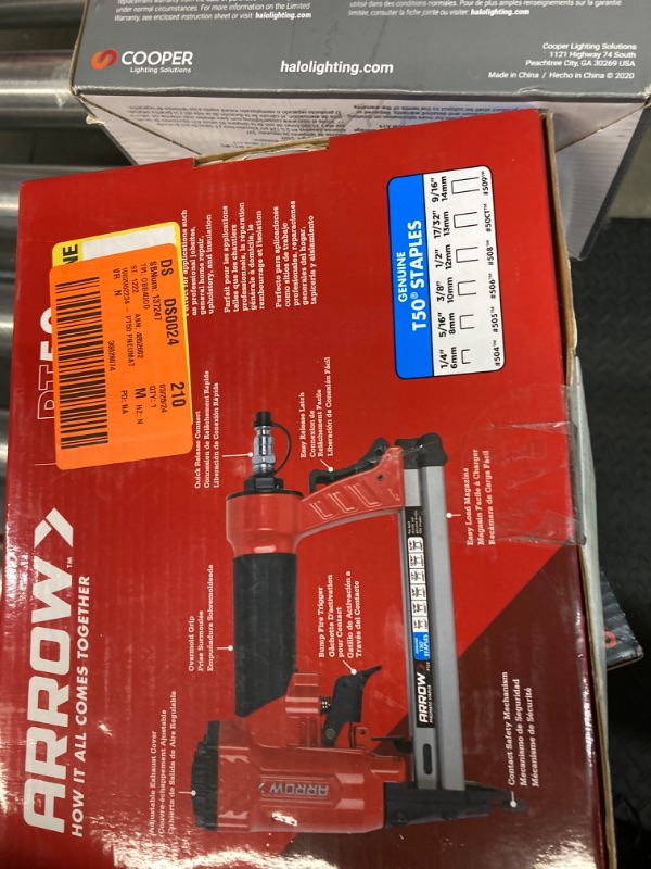 Photo 4 of Arrow PT50 Oil-Free Pneumatic Staple Gun, Professional Heavy-Duty Stapler for Wood, Upholstery, Carpet, Wire Fencing, Fits 1/4”, 5/16”, 3/8", 1/2", 9/16” Staples , Red 1 Unit