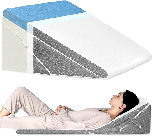 Photo 1 of Bed Wedge Pillow for Sleeping, 7.5 & 9 & 11 & 12 Inch Adjustable Memory Foam Triangle Wedge Pillow Post Surgery for Back, Legs and Knee Support, Acid Reflux, Gerd, Heartburn and Snoring