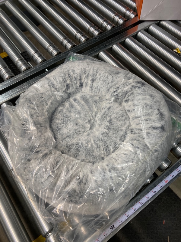 Photo 1 of Best Friends by Sheri SnuggleSoft Faux Rabbit Fur Memory Foam Calming Donut Bed for Dogs and Cats, Grey, 30" x 30"