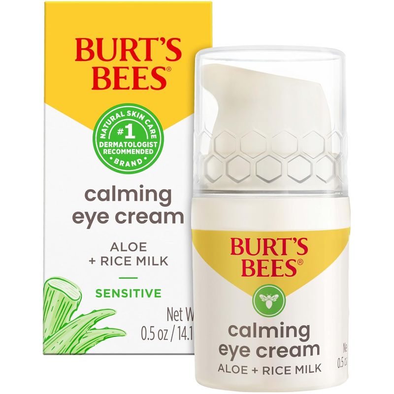 Photo 1 of Burt's Bees Calming Eye Cream with Aloe and Rice Milk for Sensitive Skin, 0.5 Fluid Ounces, White