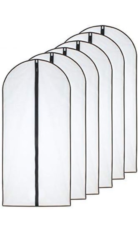 Photo 1 of Garment Bag (Set of 6) Black Side Breathable Clear Full Zipper Bags for Clothes Storage (24'' x 40'', Black)