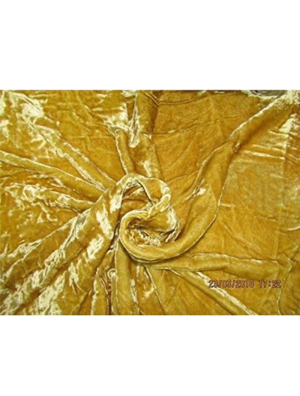 Photo 1 of 100% Crushed Velvet Fabric 58" Mustard Gold