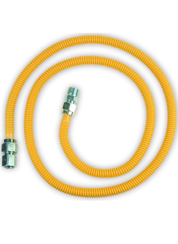 Photo 1 of 
Flexible Stainless Steel Gas Line for Dryer, Gas Hose Connector Kit, Comes with 1/2" OD 1/2" MIP x 1/2" FIP, Stainless Steel (GASLINE72)