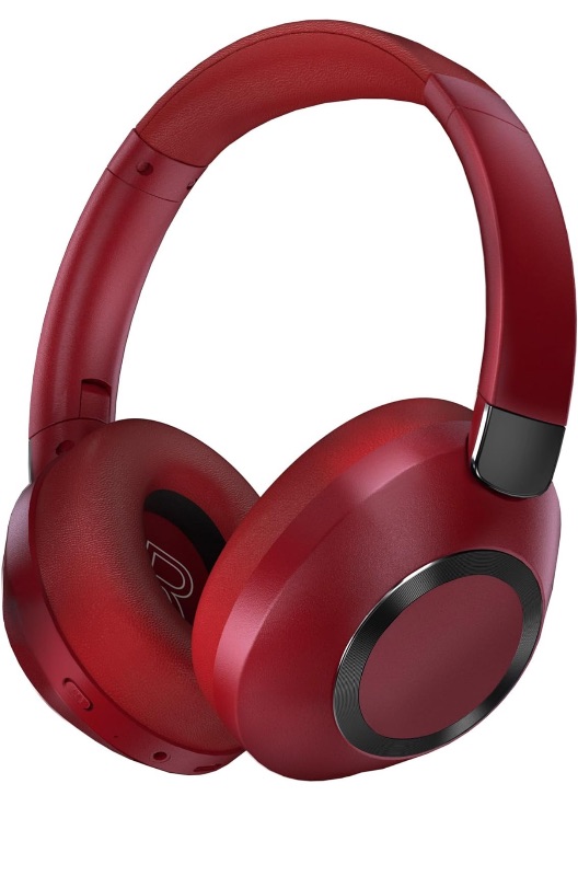 Photo 1 of Active Noise Cancelling Headphones, Headphones Wireless Bluetooth, Bluetooth Headphones with Microphone, Over- Ear Wireless Headphones  (Red)