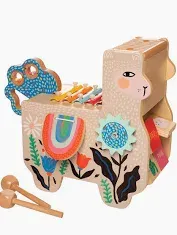 Photo 1 of Manhattan Toy Musical Llama Wooden Instrument for Toddlers with Maraca, Clacking Saddlebags, Drumsticks, Washboard & Xylophone Llama Drums & Percussion