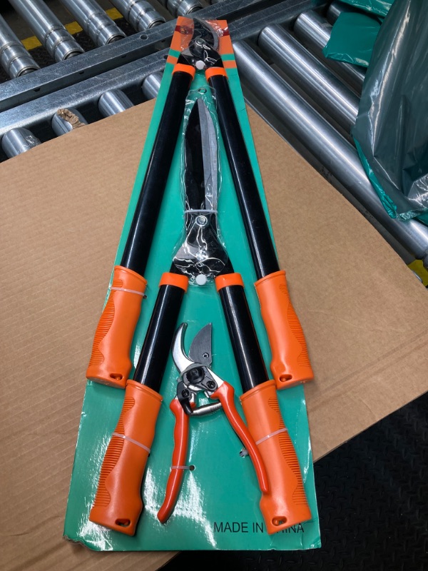 Photo 1 of 3 Pieces Garden Tools Set Hedge Shears Bypass Loppers Hand Pruner Shears, Heavy Duty Garden Shears Set Tree Pruner Shrub Care Kit