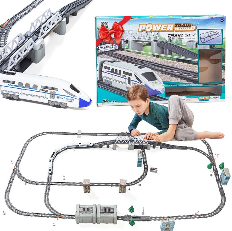 Photo 1 of Electric Train Set for Kids - High Speed Bullet Train with Tracks, Sound & Light, Experience Polar Express with Many Accessories and Multiple Paths
