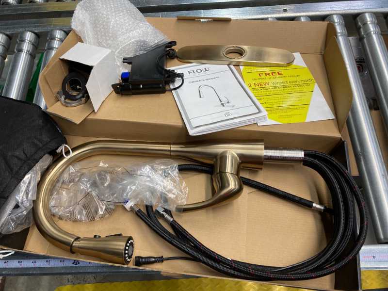 Photo 1 of Motion Activated Single-Handle Pull-Down Sprayer Kitchen Faucet in Champagne Gold