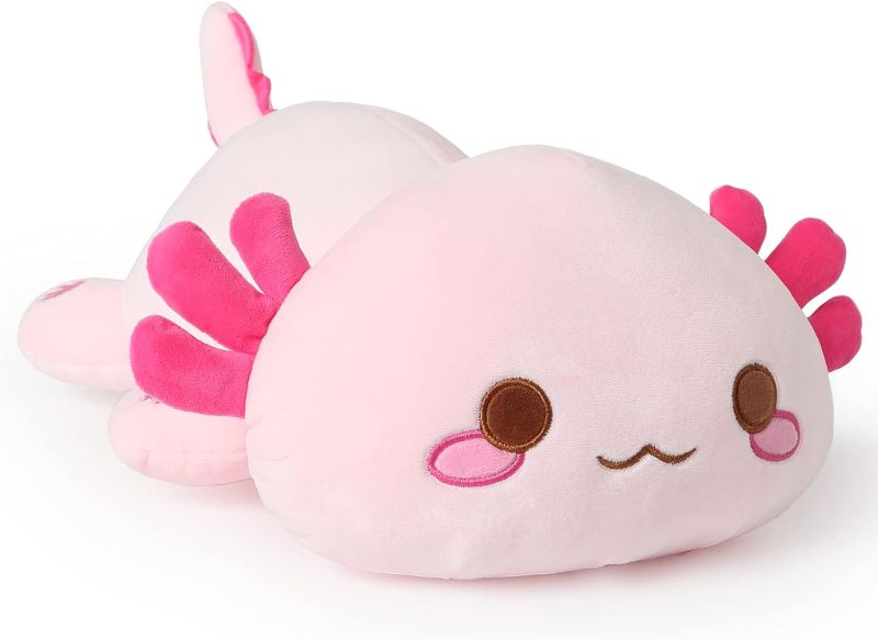 Photo 1 of Auspicious beginning Cute Axolotl Stuffed Animal Plush Toys, Kawaii Cat face Newt Pillows Soft Axolotl Plush Toys for Kids Boys Girls Adults Gifts (Pink Salamander,15.8inch)