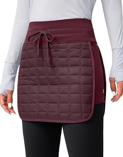 Photo 1 of SANTINY Women's 18" Puffer Insulated Skirt Zipper Pockets High Waisted Warm Quilted Winter Skirts Women Hiking Running -Medium 