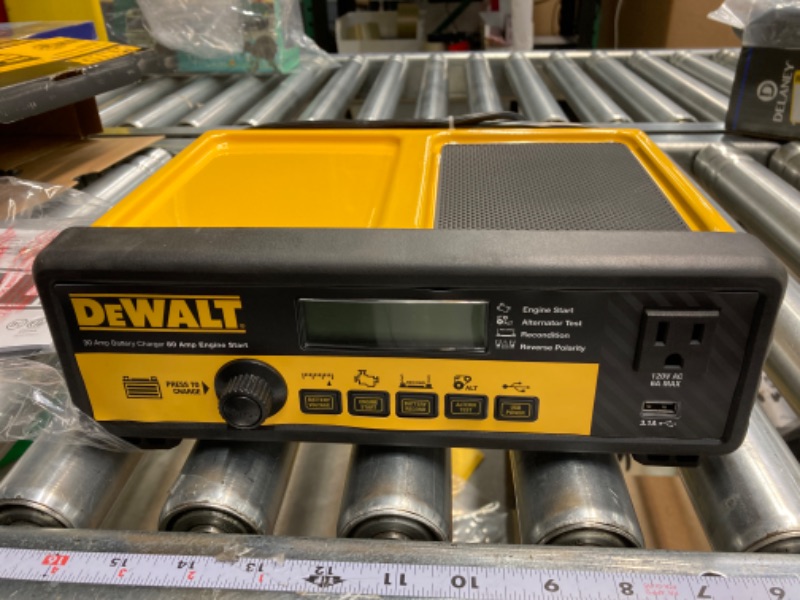 Photo 2 of DEWALT DXAEC801B 30 Amp Bench Battery Charger: 80 Amp Engine Start, 2 Amp Maintainer, 120V AC Outlet, 3.1A USB Port, Battery Clamps Single Battery Charger