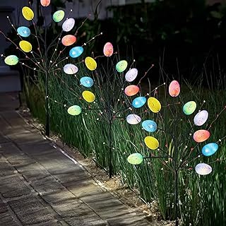 Photo 1 of (BUNDLE ITEM) Dazzle Bright 3 Pack 30 LED Easter Egg Floral Outdoor Decorations, 29 inch Artificial Stems Branches with Berries, Battery Operated Easter Pathway Marker Stakes for Yard Lawn Garden Home Decor