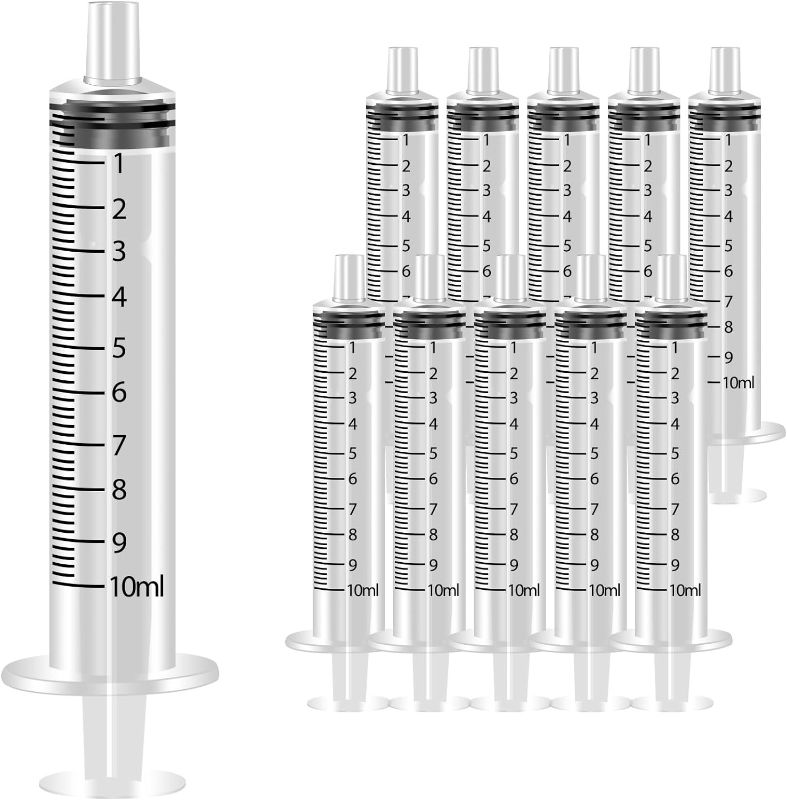 Photo 1 of (BUNDLE ITEM) 10ml/cc Plastic Syringe 20pcs Syringes Tools Catheter Sealed with Measurement for Scientific Labs,Measuring Liquids,Feeding Pets,Oil or Glue Applicator FD35020556