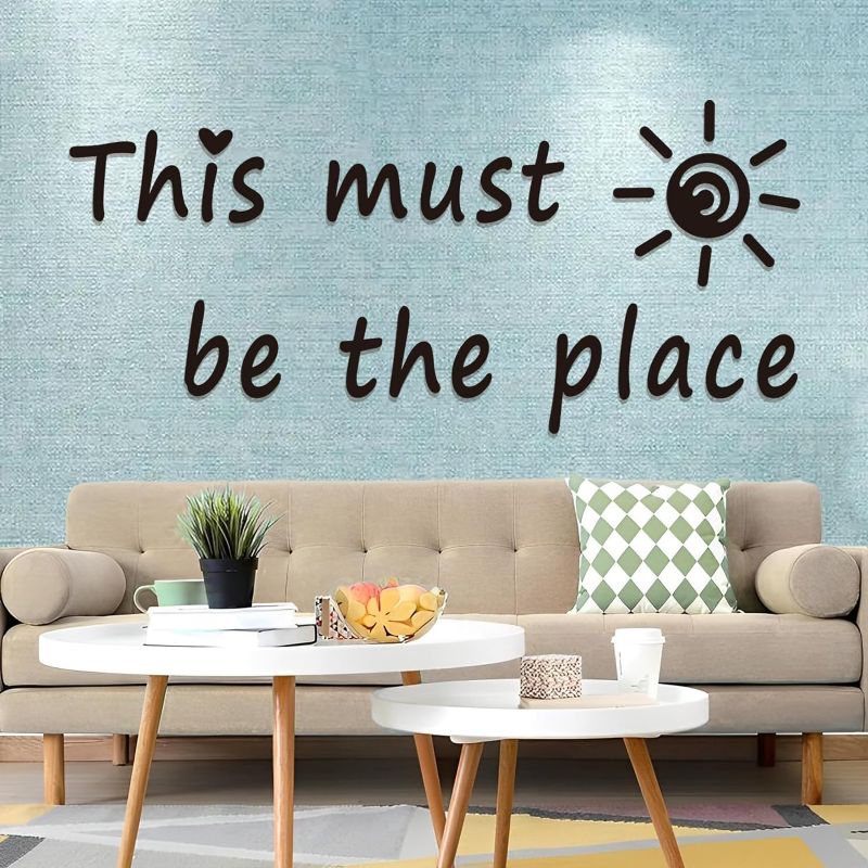Photo 1 of 2 PACK Home Wall Decor Letter Signs Acrylic Mirror Wall Stickers Mural Words This Must Be The Place Decoration for Living Room Bedroom Dining Kitchen Home Decor Wall Decals (Black, 48in)
