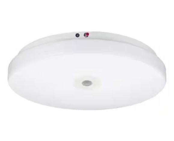 Photo 1 of 15 in. White Selectable LED Flush Mount with Motion Sensor and EM Backup
