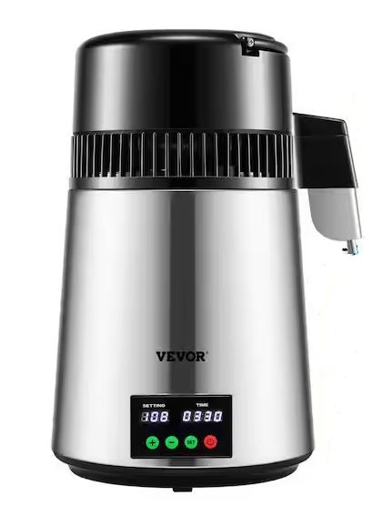 Photo 1 of 1.1Gal. Water Distiller 0.3Gal./H Distilled Water Maker Machine 750W 0-99H Timing Setting Temp Display Distiller, Silver
