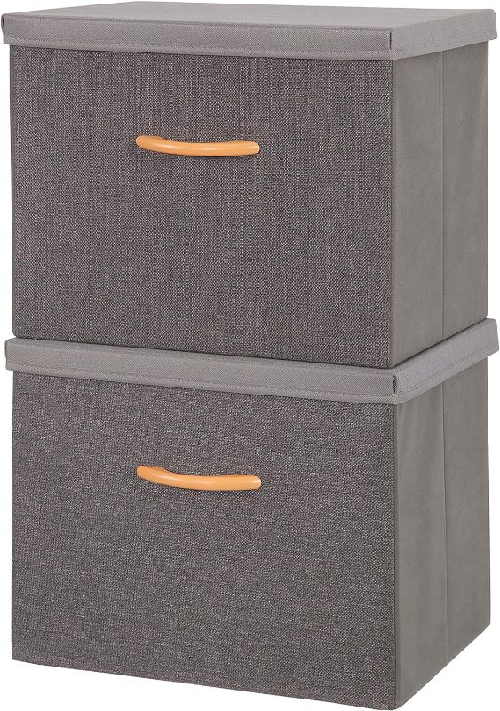 Photo 1 of 
STORAGE MANIAC Storage Bins Extra Large, Foldable Storage Baskets with Handle, Fabric Clothes Storage Boxes for Shelves for Organizing Closet Shelf Nursery Toy 15.35" W x 11.4" D x 8" H, Grey 2-Pack