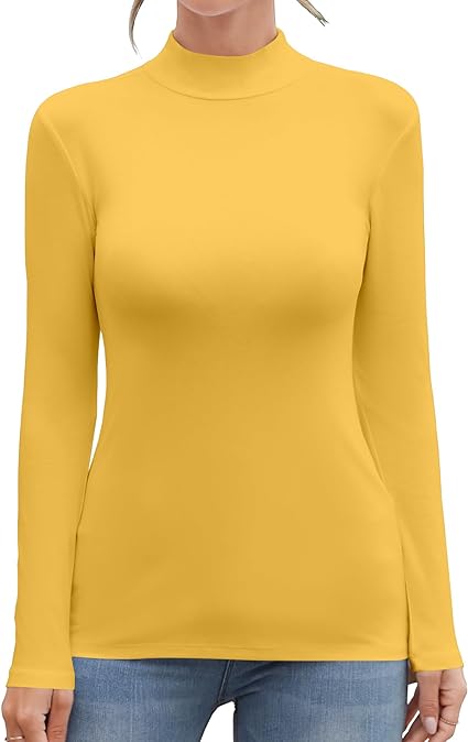 Photo 1 of **Bundle Items  3PACK SIZE LARGE**MANGDIUP Women's Mock Turtleneck Long Sleeve Sleeveless Tops Basic Slim T-Shirts