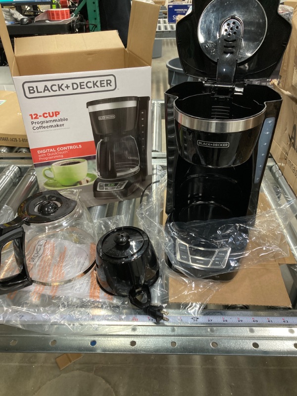 Photo 2 of BLACK+DECKER 12-Cup Digital Coffee Maker, CM1160B, Programmable, Washable Basket Filter, Sneak-A-Cup, Auto Brew, Water Window, Keep Hot Plate, Black