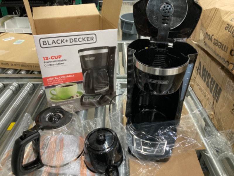 Photo 3 of BLACK+DECKER 12-Cup Digital Coffee Maker, CM1160B, Programmable, Washable Basket Filter, Sneak-A-Cup, Auto Brew, Water Window, Keep Hot Plate, Black