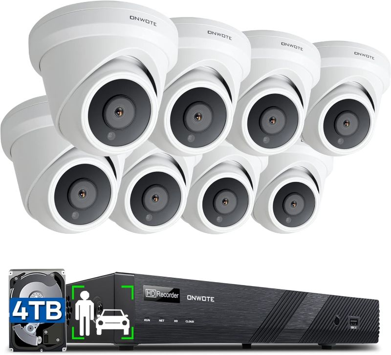 Photo 1 of ONWOTE Wired 4K Security Camera System PoE 16 Channel 4TB, AI-Human-Vehicle-Detection, 128° Wide Angle, 8 * 8MP Outdoor Commercial IP Cameras with Audio, 16CH 4K NVR CCTV Surveillance for Businesses