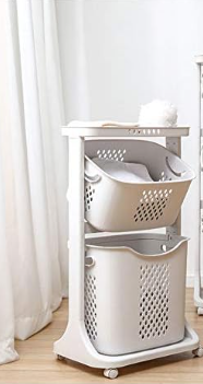 Photo 1 of Laundry Basket Bathroom Multi-layer Clothes Storage Basket Household, Simple Kitchen Shelf Fruit Stand *2 Baskets*