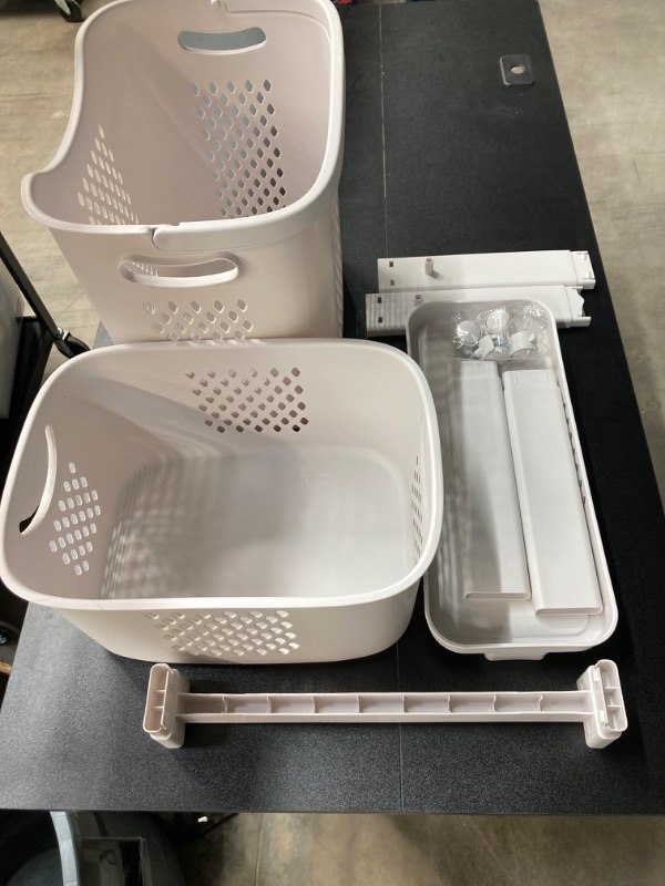 Photo 3 of Laundry Basket Bathroom Multi-layer Clothes Storage Basket Household, Simple Kitchen Shelf Fruit Stand *2 Baskets*