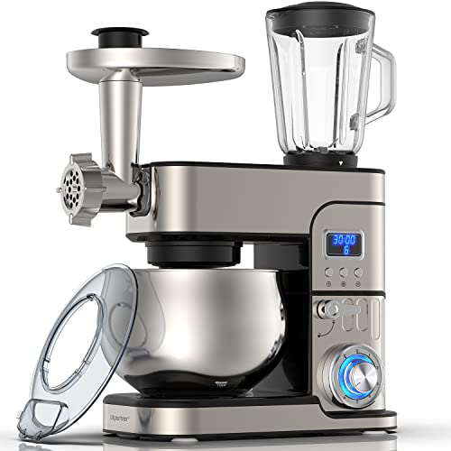 Photo 1 of 6-in-1 Multifunctional Stand Mixer The Multifunctional Kitchen Mixer Has A Variety Of Practical Functions including: Meat Grinder, Blender, Stainless Steel Whisk, Dough Hook, Beater, Splash Guard, 6.5-qt Stainless Steel Body Design