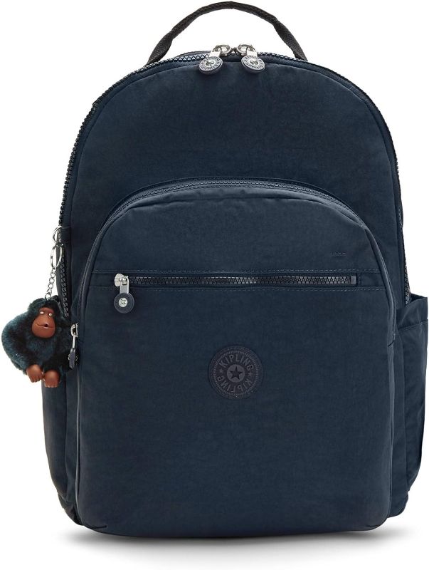 Photo 1 of Kipling Women's Seoul Extra Large 17” Laptop Backpack, Durable, Roomy with Padded Shoulder Straps, Bag, True Blue Tonal 2, 13.5" L x 18.25" H x 7.75" D 