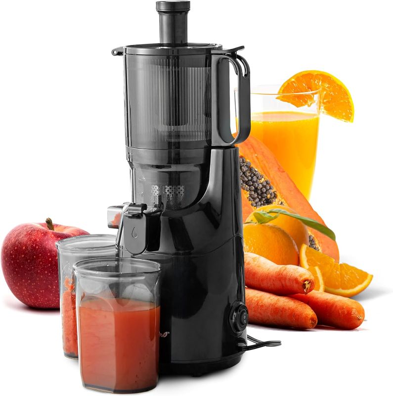 Photo 1 of Elite Gourmet EJX320 Big Mouth Whole Fruit 5.2” Self-Feeding Chute, Cold Press Masticating Slow Juice Extractor, Hands-Free, Less Prep, Easy to Clean, Impact Resistant BPA Free Tritan, Black