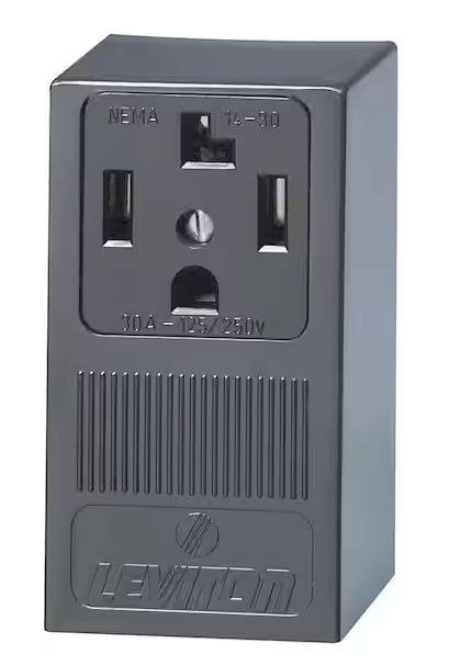 Photo 1 of 30 Amp Single Surface Mounted Single Outlet, Black