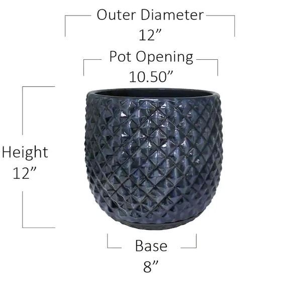 Photo 2 of 18 in. Blue Pinequilt Ceramic Planter / 12 in. Blue Pinequilt Ceramic Planter Decorative Pot
