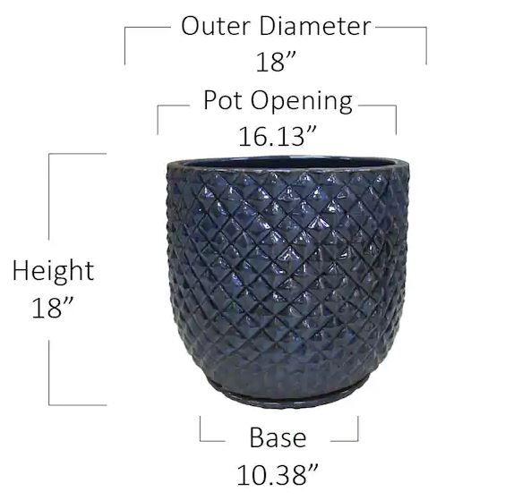 Photo 1 of 18 in. Blue Pinequilt Ceramic Planter / 12 in. Blue Pinequilt Ceramic Planter Decorative Pot
