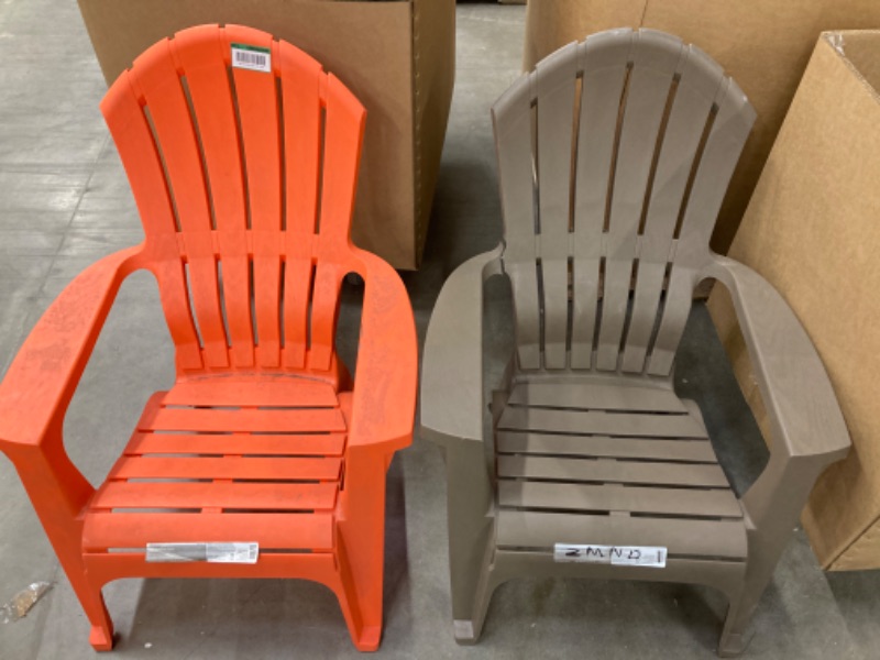 Photo 2 of **INCLUDES ORANGE AND BROWN CHAIR**

RealComfort Carnival Resin Plastic Adirondack Chair