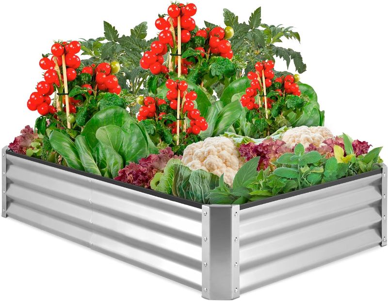 Photo 1 of Best Choice Products 6x3x1ft Outdoor Metal Raised Garden Bed Box Vegetable Planter for Vegetables, Flowers, Herbs, and Succulents - Silver