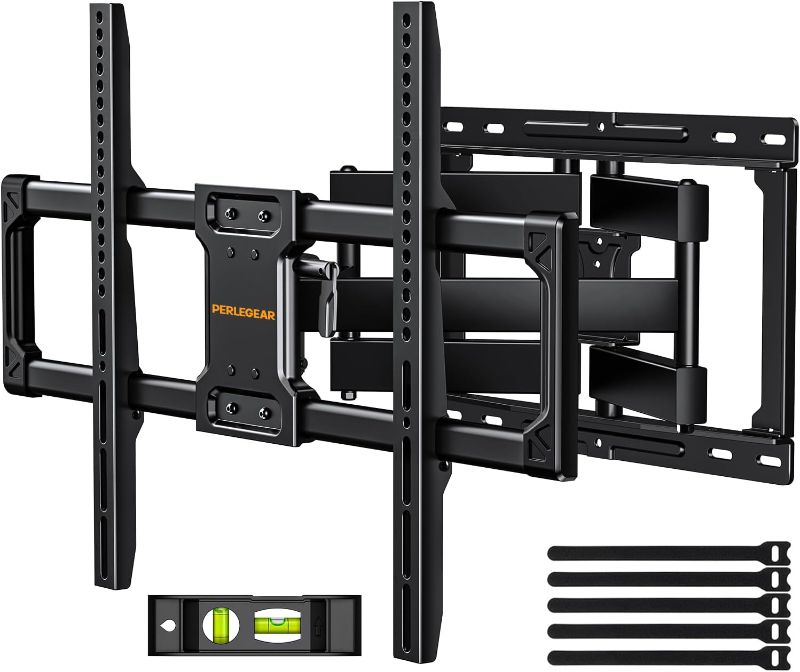 Photo 1 of Listed Full Motion TV Wall Mount for Most 37–82 inch Flat Curved TVs up to 110 lbs, 12?/16? Wood Studs, Bracket with Articulating Arms, Swivel,