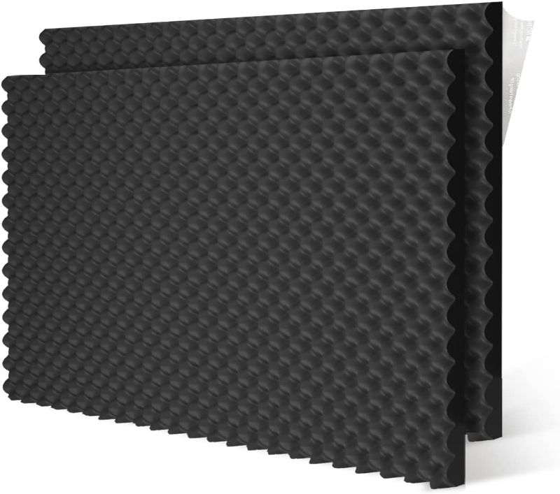 Photo 1 of Acoustic Foam Egg Crate Panel Studio Foam Wall Panel Soundproofing foam Tiles 48" X 24" X 1" (2 PACK, Black)