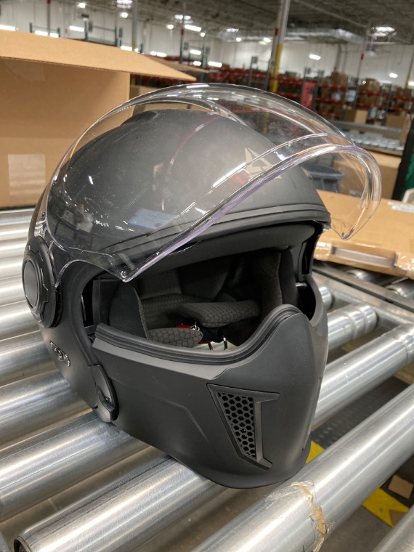 Photo 2 of ** ONLY CLEAR VISOR INCLUDED** TRIANGLE Open Face Motorcycle Helmet 3/4 Half for Men with Extra Clear Visor Cruiser Scooter Street Bike DOT Approved Unisex-Adult Small Black - Size Medium