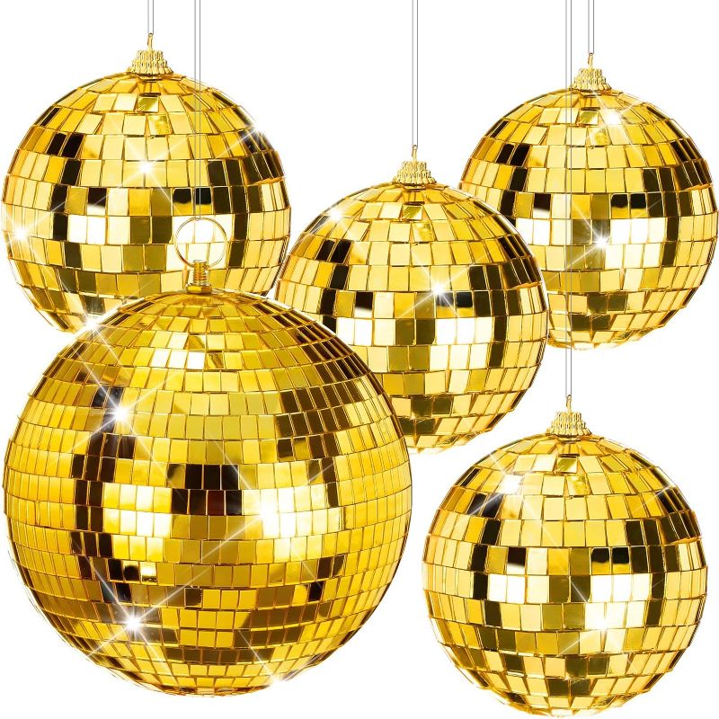 Photo 1 of 5 Pieces Disco Ball Mirror Ball Disco Party Decorations with Hanging Ring for DJ Club Stage Wedding Holiday, 2 Sizes (Royal Blue,8 Inch, 4 Inch) 8 Inch, 4 Inch Royal Blue