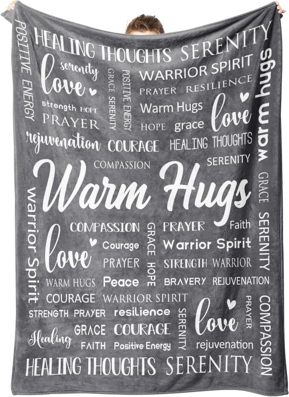 Photo 1 of Warm Hugs Healing Blanket - Get Well Soon Gifts for Women Men, Breast Cancer Chemo Gifts, Sympathy Inspirational Blanket, Thinking of You Gift, Soft Throw Blanket 50x60