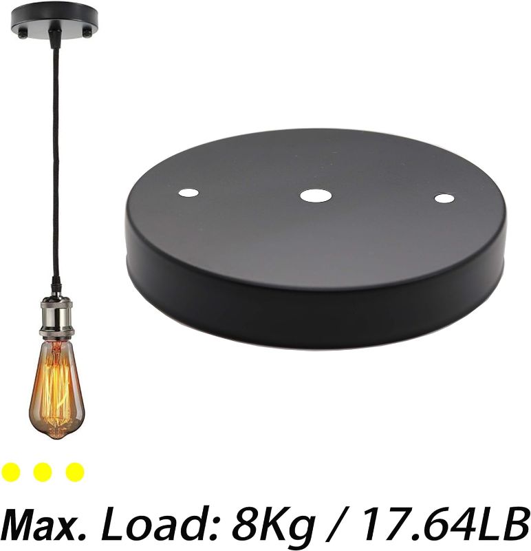 Photo 4 of binifiMux 2-Pack 4.7" 120mm x 20mm Black Lamp Holder Ceiling Canopy Kit Ceiling Plate Chassis Base Pendant Light Accessories 120mm Black