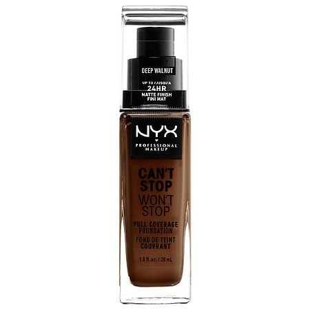 Photo 1 of NYX Professional Makeup Can T Stop Won T Stop 24hr Full Coverage Liquid Foundation Matte Finish Waterproof Deep Walnut