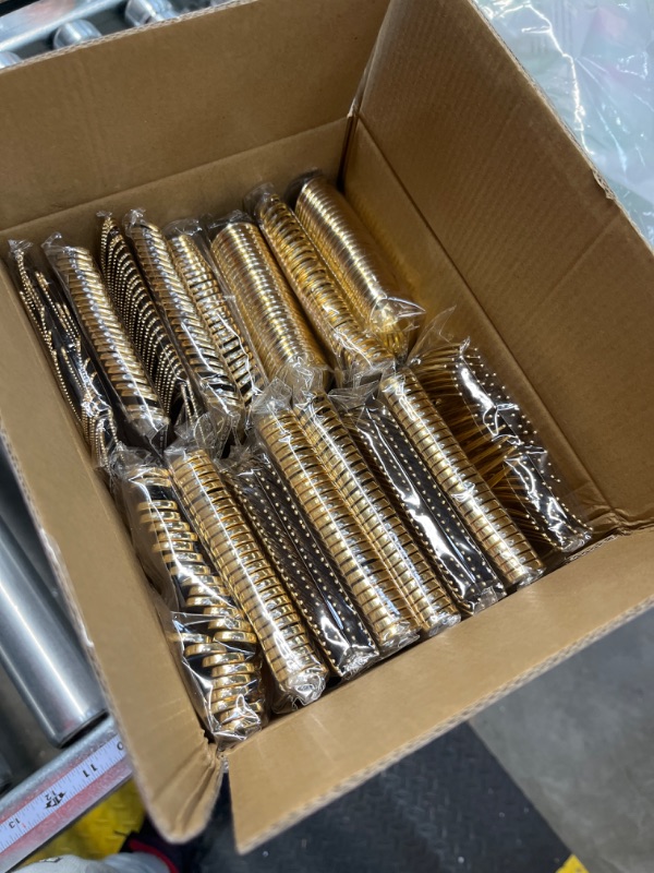 Photo 2 of NOCCUR 400PCS Gold Silverware Disposable - Gold Plastic Silverware - Gold Plastic Cutlery Include 200 Forks, 100 Spoons, 100 Knives, Gold Disposable Silverware Perfect for Party&Daily Using Gold 400 PCS