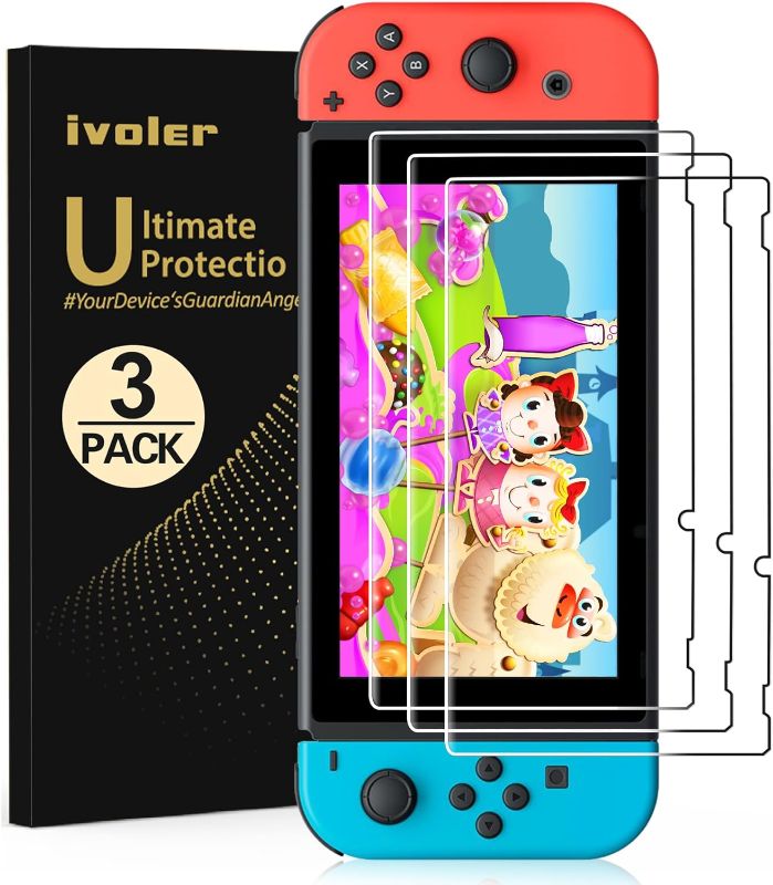 Photo 1 of ivoler 3-Pack Screen Protector Tempered Glass for Nintendo Switch 6.2'', Transparent HD Clear Anti-Scratch Screen Protector Compatible Nintendo Switch 6.2''