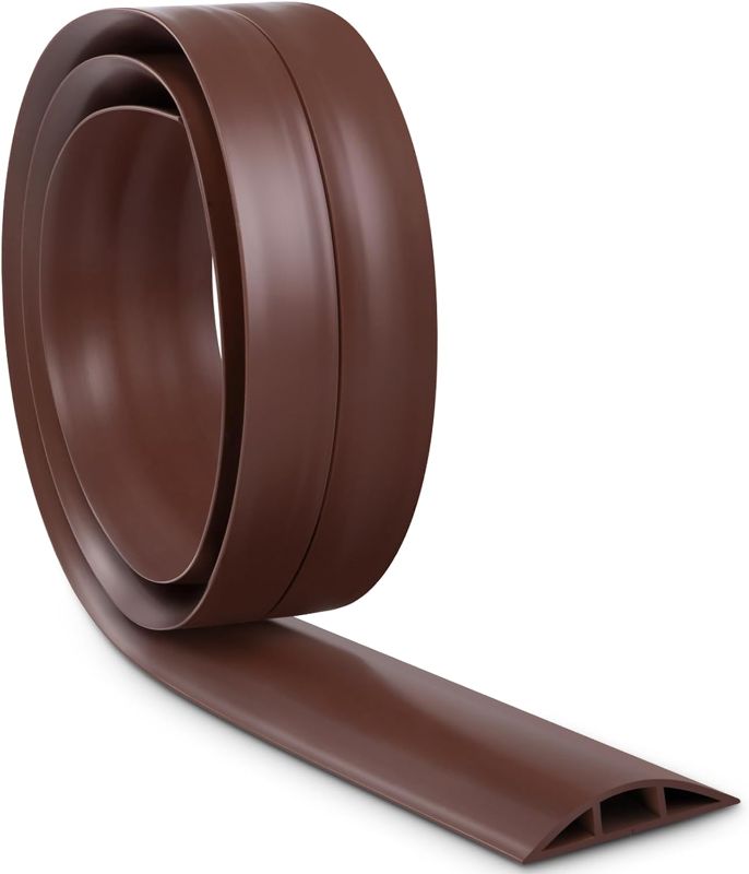 Photo 1 of LZEOY Cable Cover Floor 6FT, Brown Floor Cord Cover, Single Cord Protector Extension Cord Covers for Floor, Floor Wire Covers for Cords - Floor Wire Cover Cord Cavity: 0.47" (W) x 0.24" (H) 6 feet Brown