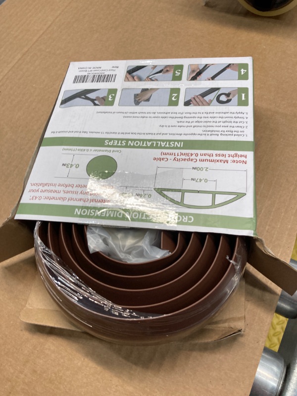 Photo 1 of LZEOY Cable Cover Floor 6FT, Brown Floor Cord Cover, Single Cord Protector Extension Cord Covers for Floor, Floor Wire Covers for Cords - Floor Wire Cover Cord Cavity: 0.47" (W) x 0.24" (H) 6 feet Brown