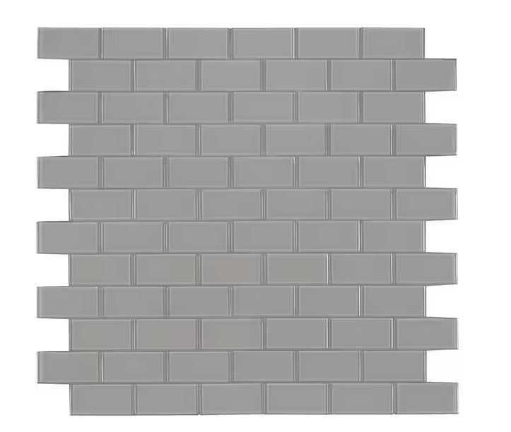 Photo 1 of ***MISSING ONE TILE*** Oyster 11.88 in. x 13.88 in. Textured Glass Subway Wall Tile (9.7 sq. ft./Case)