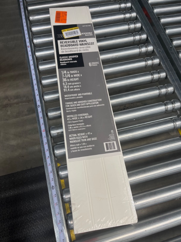 Photo 1 of 1/4 in. D x 7-1/4 in. W x 36 in. L Glue-On Tongue and Groove White PVC Wainscoting Panel (6-Pack)